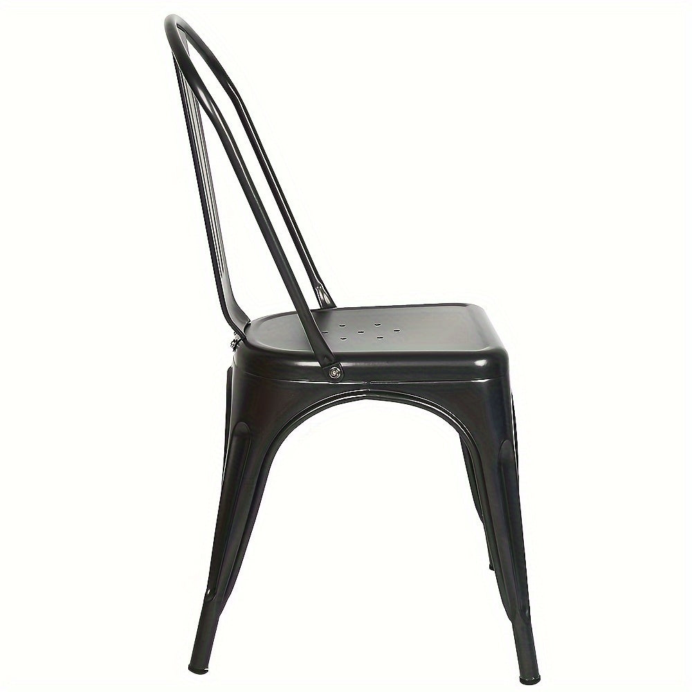 Metal Dining Chairs Set Of 4 Indoor Outdoor Chairs Patio Chairs Kitchen Metal Chairs Seat Height Restaurant Chair Metal Stackable Chair Bar Chairs Black