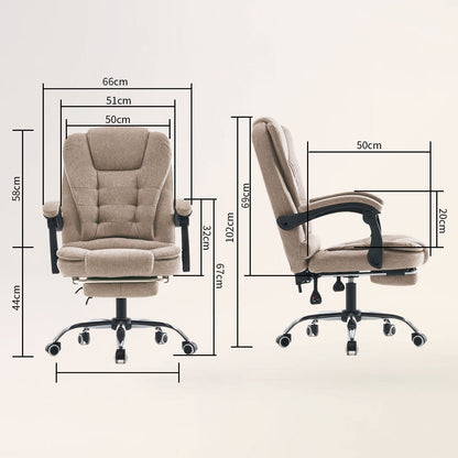 Bureaustoel – Bureau Stoel – Kantoorstoel – Werkstoel – Studiebureaustoel – Verstelbare Zithoogte – Memory Foam Rugkussen – Beige