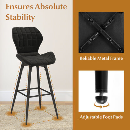 Barkrukken – Barstoelen – Krukken – Hoge Stoelen – Barkruk Set 2 Stuks – Met Metalen Frame – Comfortabele Gewatteerde Zitting Met Armleuningen En Voetensteun