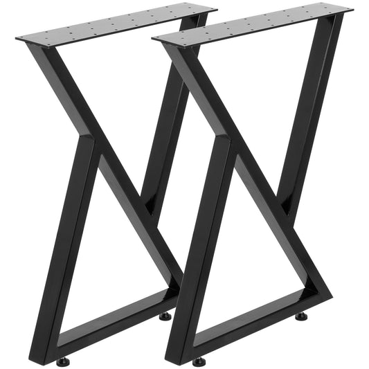 Tafelpoten – Meubelpoten – Onderstel – Bureaupoten – Zwarte Metalen Poten – 71 cm Hoogte – Extra Stevig Zigzag Design