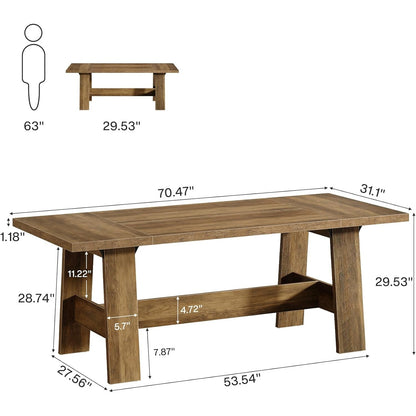 Vergadertafel – Conferentietafel – Bureaublad – Werktafel – Vergaderbureau – 179 cm Rechthoekig – E0 MDF Rustiek Bruin – Ruimtebesparend – Gemakkelijk Montage