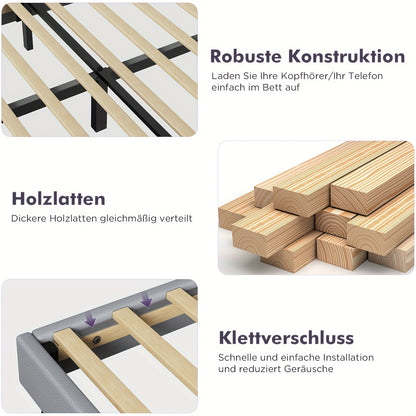 Gestoffeerd Bed C086 – 90x200 cm – Modern en Minimalistisch met Functionele Opbergruimte, Eenvoudige Montage
