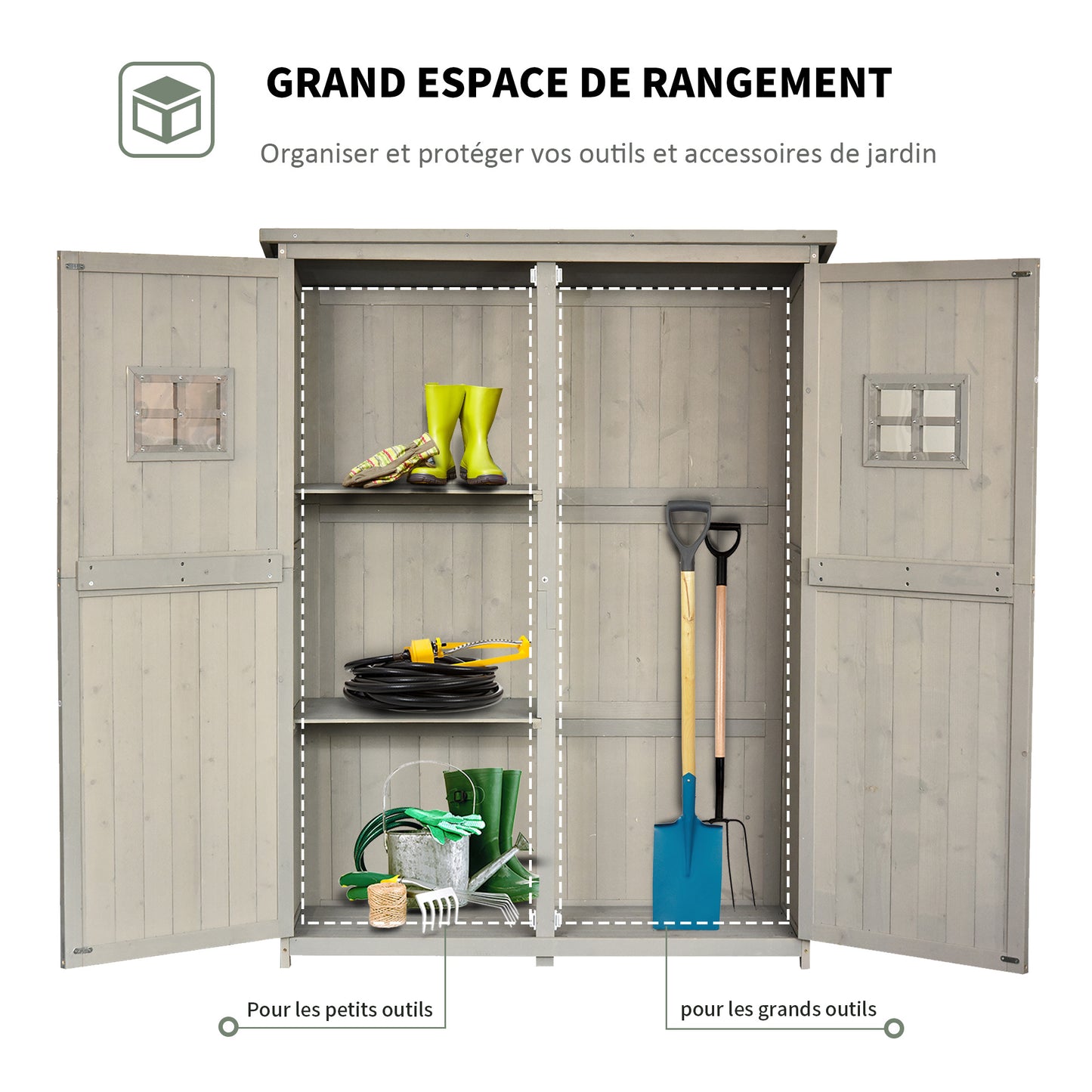 Tuinhuisje – Tuinkast – Tuinschuur – Berging – Opbergkast – Hout – Waterdicht Bitumen Dak – 127,5x50x164 cm