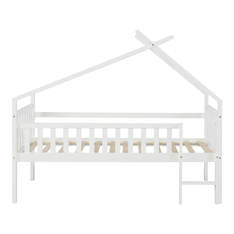 Bedframe – Kinderbed – Hoogslaper – Peuterbed – Jeugdbed – Massief Dennenhout – Valbeveiliging – 90x200 cm