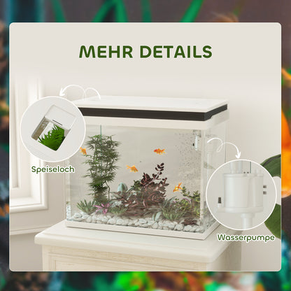 Aquarium – Visbak – Vistank – Aquariumset – Aquariumkast – 41 Liter Inhoud – Kleurveranderende LED Verlichting – Filter Systeem – Wit