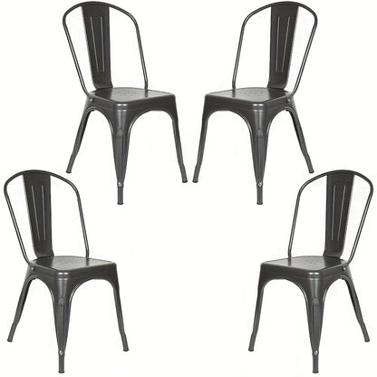 4pcs Commercial Metal Stackable Chairs - Heavy-Duty Steel Folding Chairs, Easy to Clean and Sturdy, Suitable for Banquets, Events, Buffets, University Cafes, Cafes, Bakeries, Fast Food Restaurants