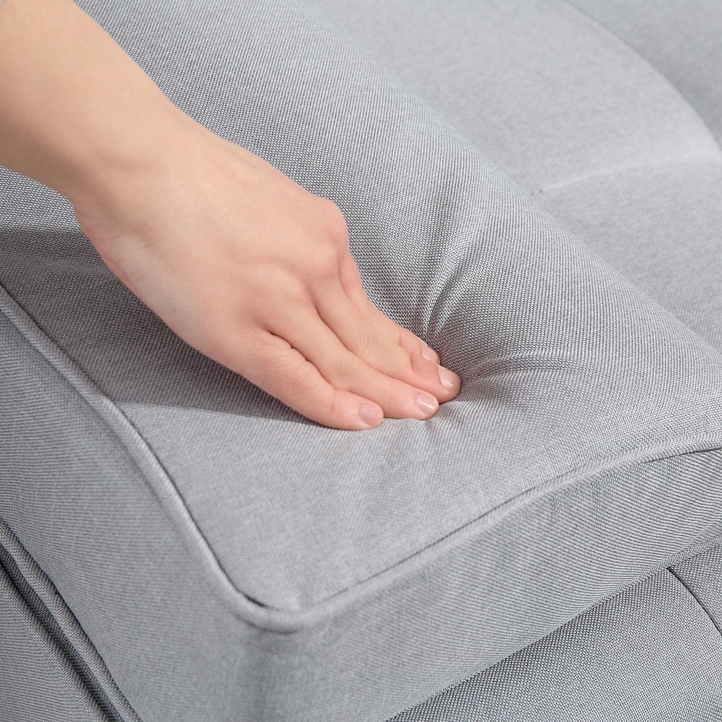 3-Zits Slaapbank – Slaapbank – Slaapsofa – Bedbank – Slaapcouch – Lichtgrijs – Scandinavisch Design – Inklapbare Tafel en Bekerhouder – Draagvermogen Tot 250 KG