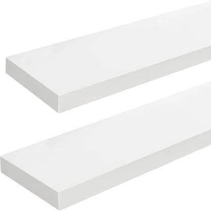 Zwevende plank – Wandplank – Boekenplank – Wandrek – Opbergplank – MDF wit gelakt – 120 x 23,5 x 3,8 cm – Draaggewicht 3-5,5 kg