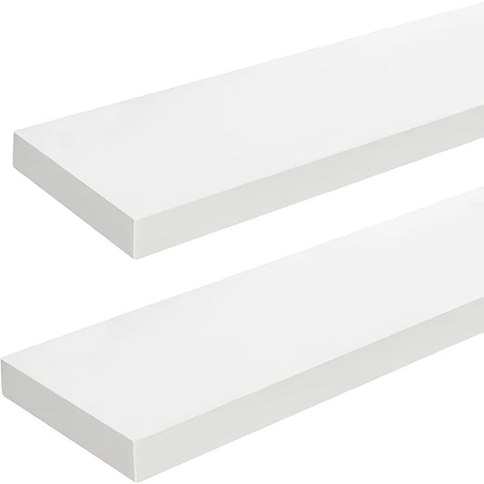Zwevende Wandplank – Muurplank – Hangplank – Wandrek – Opbergplank – 2 Stuks Wit 60 cm – MDF Lakafwerking – Draagvermogen 3-5,5 kg