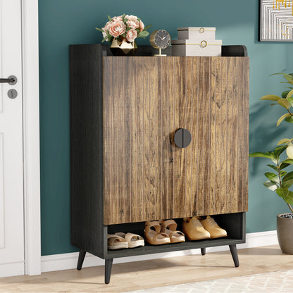Deurmontage Schoenenkast – Schoenenrek – Schoenopberger – Schoenendoos – Schoenenelement – 7-laags – Geschikt Voor 25 Paar Schoenen – Modern Simpel Design Bruin