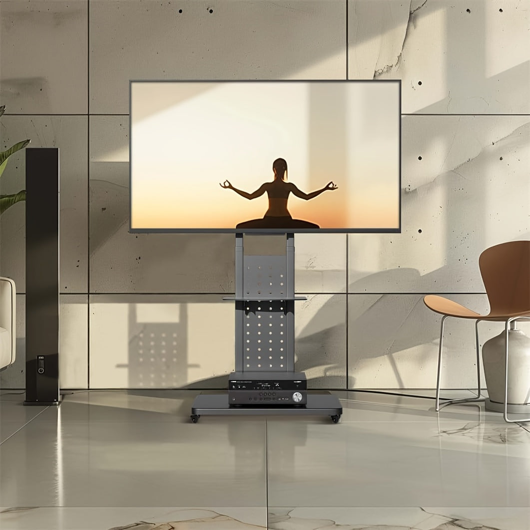 TV Stand – TV Meubel – TV Beugel – TV Wagen – Mobiele TV Standaard – Verstelbare Hoogte – Draaiend Met Remmen