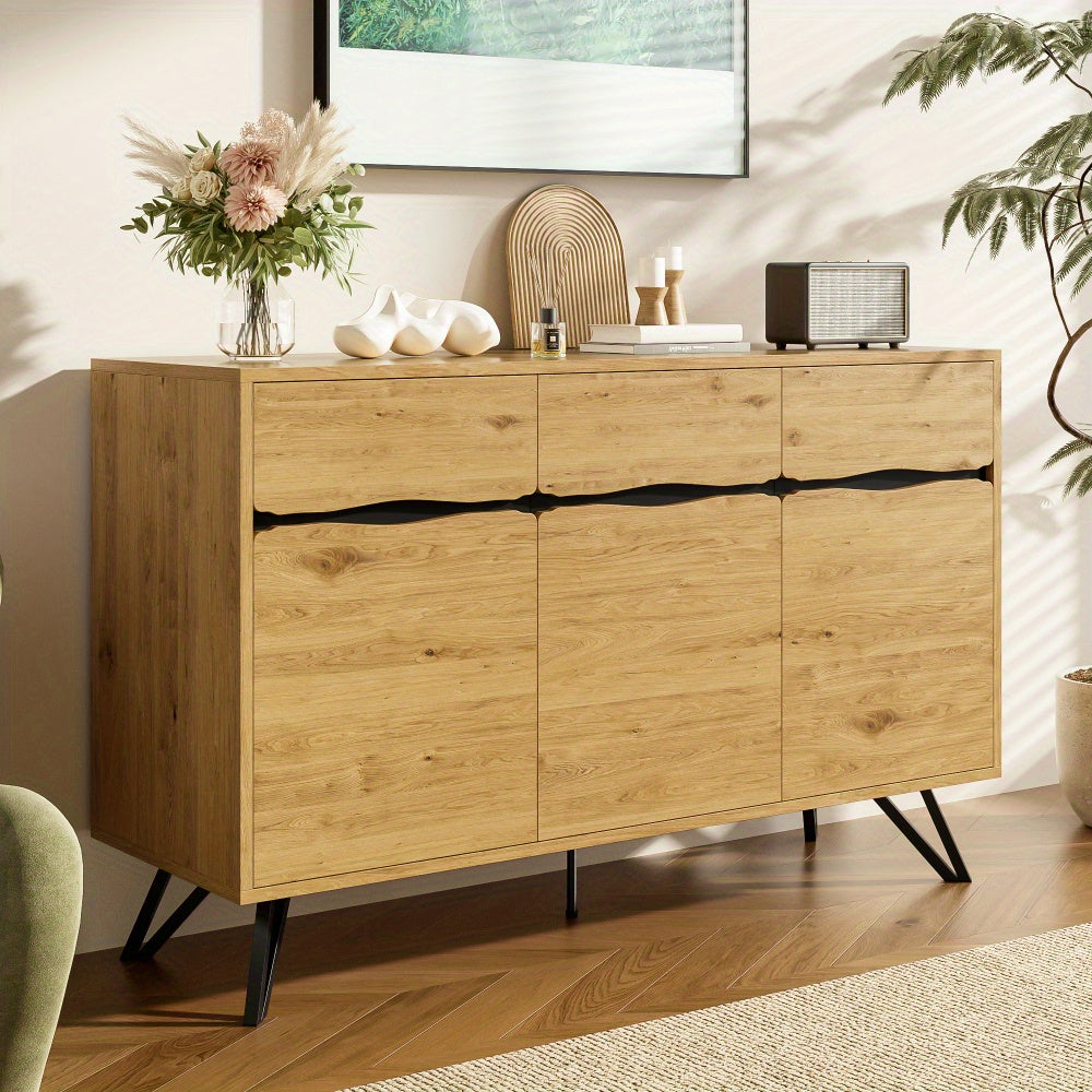 Opbergkast – Opbergmeubel – Kast – Bergkast – Dressoir – Modern – 3 Deuren – Beige – Stevige Poten – Onderhoudsvriendelijk Kunststof