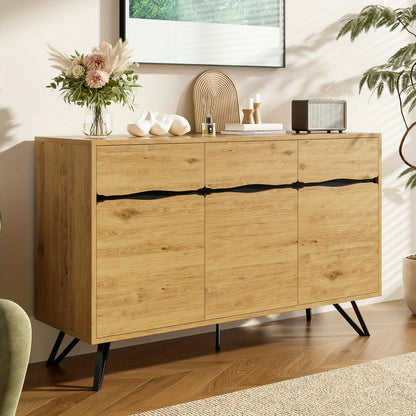 Opbergkast – Opbergmeubel – Kast – Bergkast – Dressoir – Modern – 3 Deuren – Beige – Stevige Poten – Onderhoudsvriendelijk Kunststof