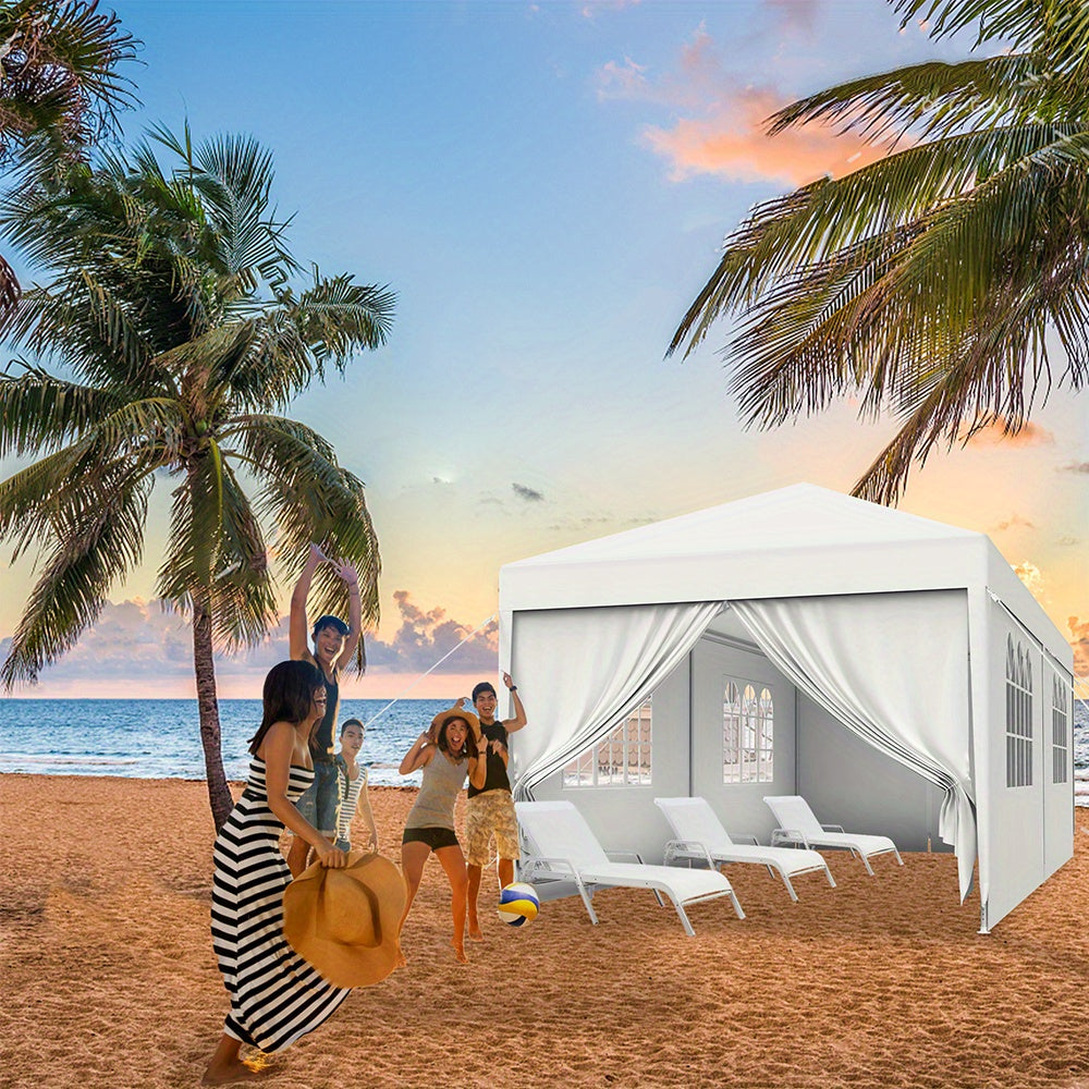 Garden Gazebo Party Tent with 4 Side Panels and Windows UV Protection, Suitable for Gardens, Parties, Weddings and Picnics (3x3m/3x6m/3x9m, Grey/White) - QUORE