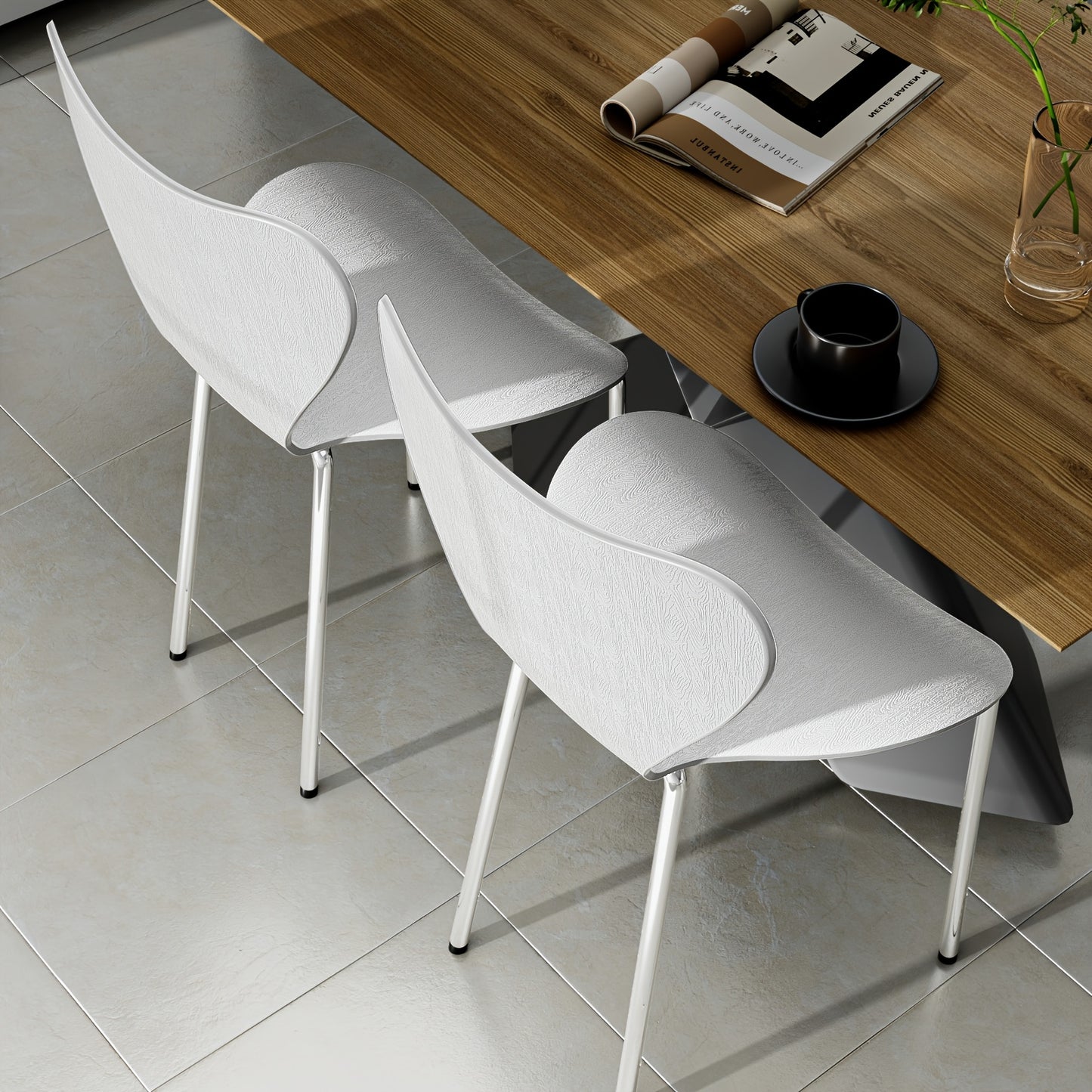Set van 4 Stapelbare Eetkamerstoelen – Plastic Keuken- en Woonkamerstoelen van Polypropyleen – Zwart, Duurzaam en Modern