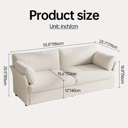 2-Zits bank – Tweezitsbank – Loveseat – Sofa – Tweepersoonsbank – Off-White Creamy Kleur – Oversized Comfortabel Zitvlak – Modern En Makkelijk Te Monteren