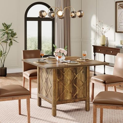 Eettafel – Tafel – Dinertafel – Keukentafel – Landelijke Tafel – Massief Houten Blad – Stevige X-Vormige Onderstel Met Metalen Beugels – Geschikt Voor 4 Personen – Rustieke Warme Houtnerf Afwerking