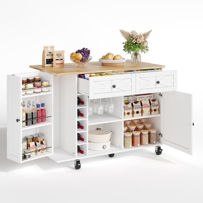 Keukentrolley – Keukenwagen – Serveerwagen – Keukenrek – Keukenkast – Uitklapbaar Werkblad – MDF Houtlook – Verrijdbaar met Vergrendelbare Wielen – 120x45(70)x89 cm – Zwart