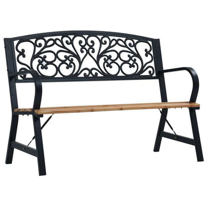 Tuinbank – Buitenbank – Tuinmeubel – Loungebank – Bierbank – Zwart Stalen Frame – 120 cm Hout