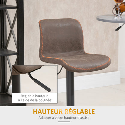 Barkrukken – Barstoelen – Krukjes – Verstelbare Stoelen – Vintage Chestnut – Set Van 2 – Verstelbare Zithoogte 85-106 cm – Comfortabele Gevulde PU-zitting