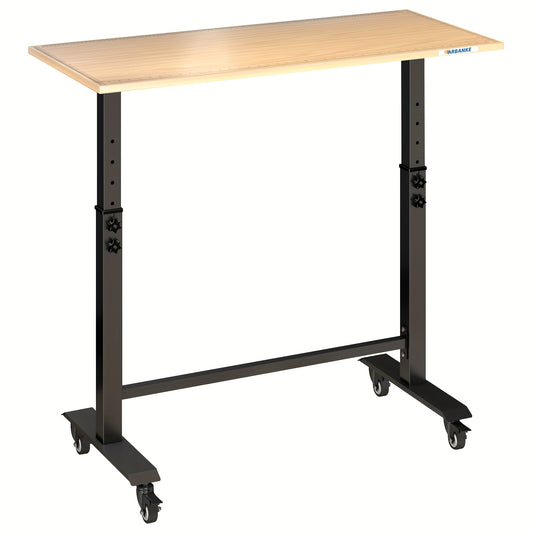 Werkbank – Werktafel – Werkbank Op Wielen – In hoogte verstelbare Werkbank – Mobiele Werkbank – Verstelbaar 81-106 cm – Stabiel Metalen Frame – Stil Remwielen & Vloerbeschermers