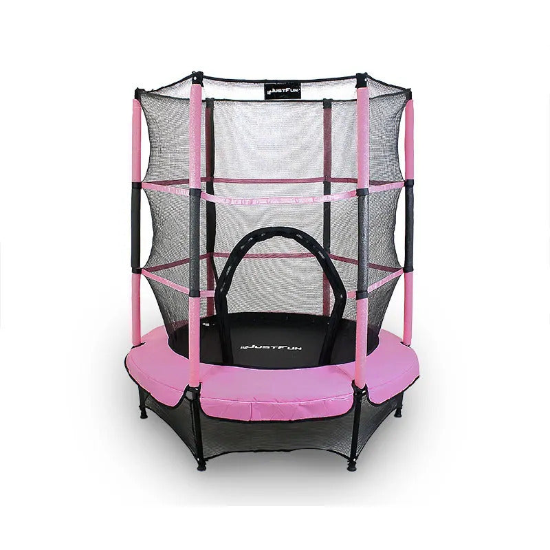 Binnen Trampoline – Mini Trampoline – Fitness Trampoline – Kind Trampoline – Speelgoed Trampoline – Ø 140 cm – Veiligheidsnet & Roze