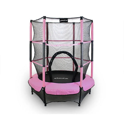 Binnen Trampoline – Mini Trampoline – Fitness Trampoline – Kind Trampoline – Speelgoed Trampoline – Ø 140 cm – Veiligheidsnet & Roze