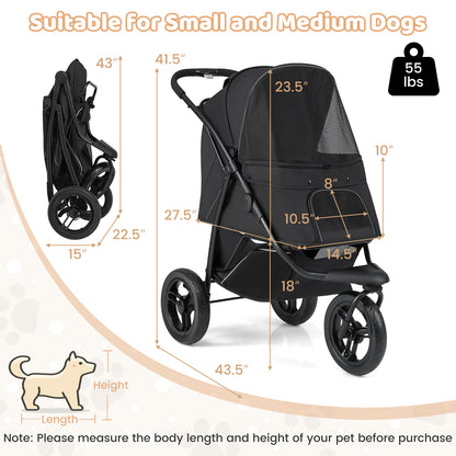 Hondenbuggy – Hondenwagen – Wandelwagen – Huisdierenwagen – Pet Stroller – Opvouwbaar – All-Terrain Wielen Met Rem – Verstelbaar Zonnescherm