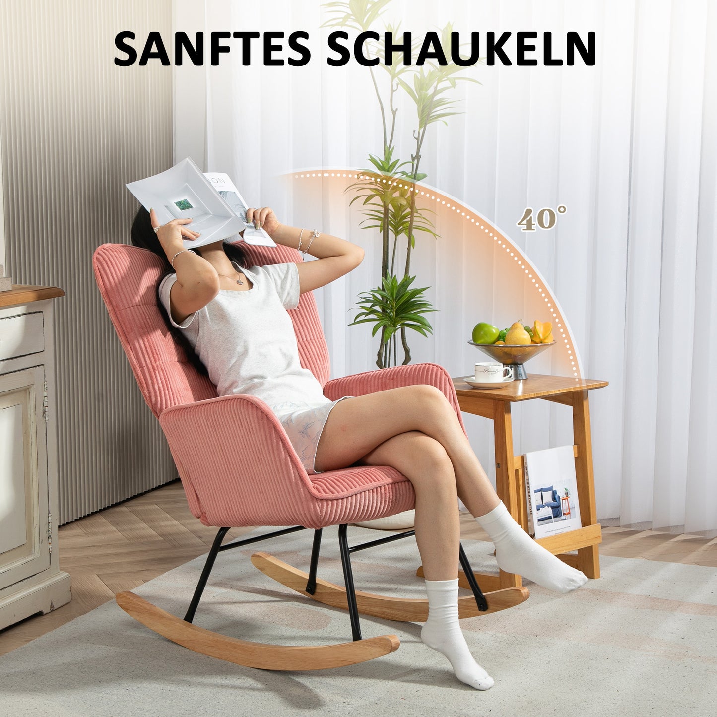 Schommelstoel – Relaxstoel – Schommelzetel – Swingstoel – Roze Variant – Polyester Materiaal – Draagvermogen 120 kg