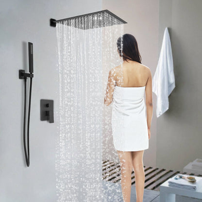Regendouche – Douchekop – Douchepaneel – Douchekraan – Douche Set – Mat Zwart – 40x40 cm – Massief Messing – 360° Draaibaar – Wandmontage