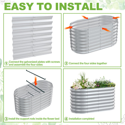 Verhoogde Plantenbak – Moestuinbak – Tuinbak – Kruidenbak – Bloembak – Ovaal 300x60x60 cm – Warmverzinkt Staal – Roestvrij Met Fijn Gaas