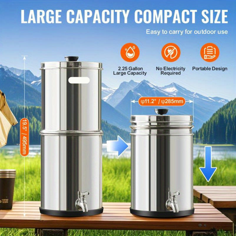 Waterfiltersysteem – Waterfilter – Kraanfilter – Filterinstallatie – Roestvrij Staal – Dubbel Filtersysteem – 9,64 Liter Capaciteit