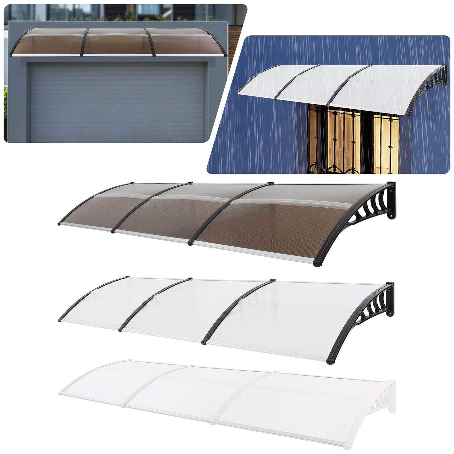 Deurkap Canopy – Boogluifel – Overkapping – Luifel – Zonnescherm – Weerbestendig Aluminium – 90 x 300 cm – Stijlvol & Duurzaam