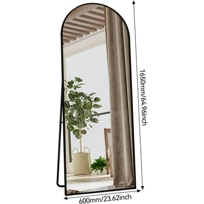 Vloerspiegel – Passpiegel – Staande Spiegel – Wandspiegel – Full Body Spiegel – 162 x 53 cm – Breukvrij Aluminium Frame – Zwart Elegant Design
