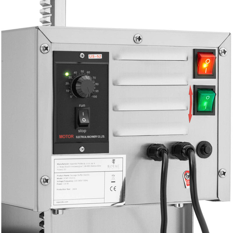 Worstenvuller Elektrisch – Worstenmaker – Worstmachine – Vleesspuit – Worstpers – 15 Liter Capaciteit – 120W Motor – RVS Roestvrij Staal
