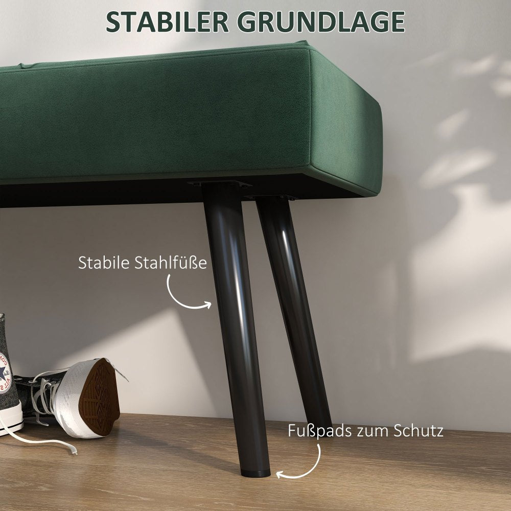 Bankje – Zitbank – Halbankje – Slaapkamerbank – Velvet Bank – Fluweelachtige Bekleding – Stalen Poten – 100x36x45 cm – Max. 120 kg Draagvermogen