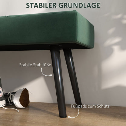 Bankje – Zitbank – Halbankje – Slaapkamerbank – Velvet Bank – Fluweelachtige Bekleding – Stalen Poten – 100x36x45 cm – Max. 120 kg Draagvermogen