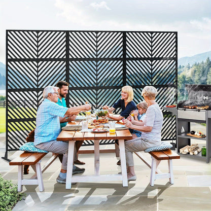 A Sturdy, Rust-Resistant Metal Privacy Screen Designed for Outdoor Patios, Featuring a Decorative Fence Panel That Withstands Weather Conditions, Measuring 182.88 cm in Height And 101.6 cm in Width, Perfect for Backyard Separ