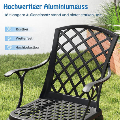 Aluminium Tuinstoelen – Tuinmeubels – Balkonstoelen – Terrasstoelen – Buitenstoelen – Weerbestendig – Met Armleuningen – Zwart – Ergonomisch & Verstelbare Voeten