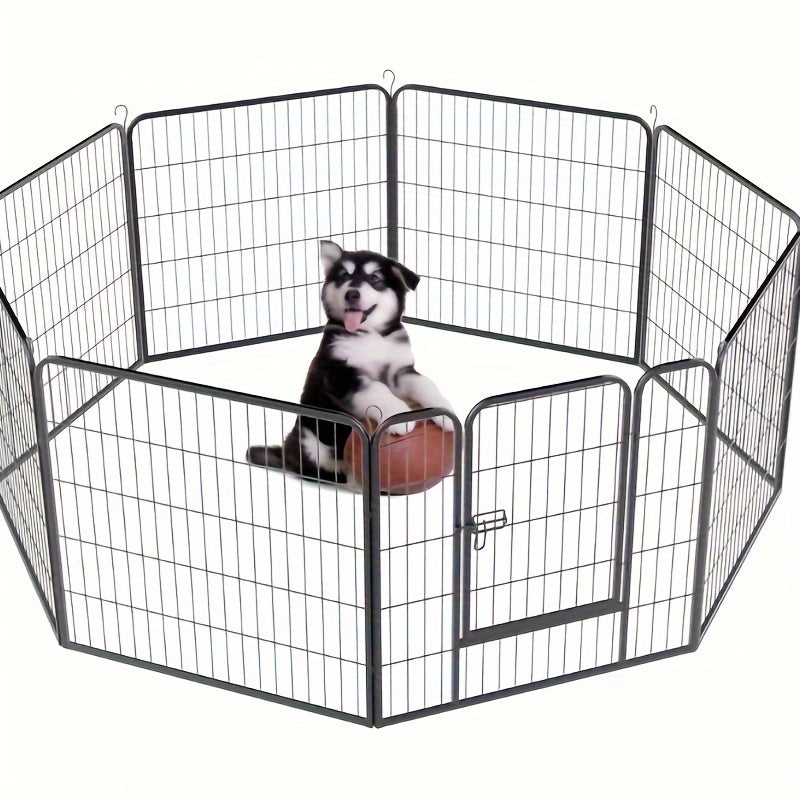 Hondenren – Puppyren – Hondenkennel – Konijnenren – Kattenren – 8 Panelen Met Deur – Stevig Metalen Frame – 60 cm Hoog