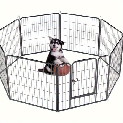 Hondenren – Puppyren – Hondenkennel – Konijnenren – Kattenren – 8 Panelen Met Deur – Stevig Metalen Frame – 60 cm Hoog