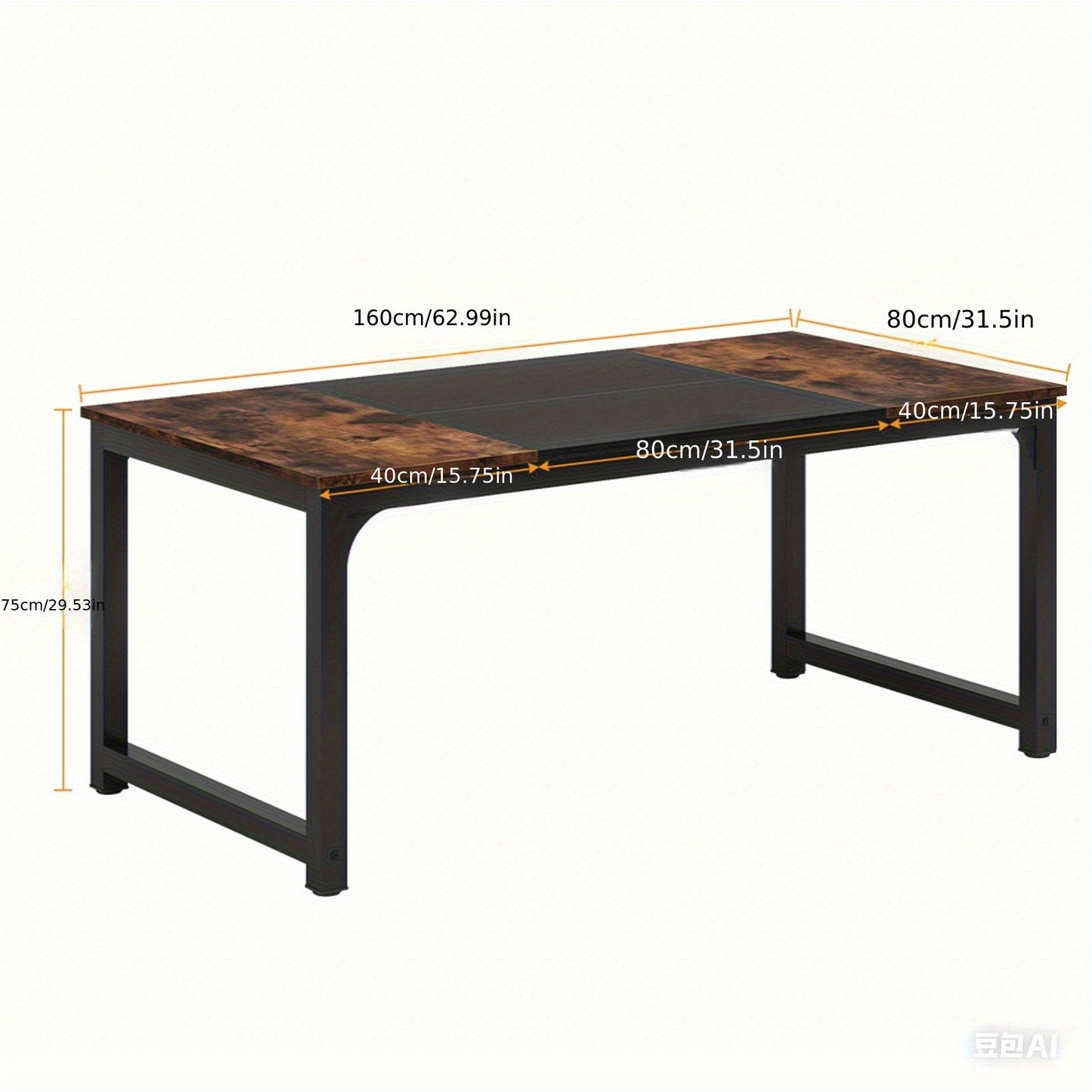 Eettafel – Keukentafel – Tafel – Eetkamertafel – Houten Tafel – 160x80x75 cm – Metalen Frame – Bruin Zwart