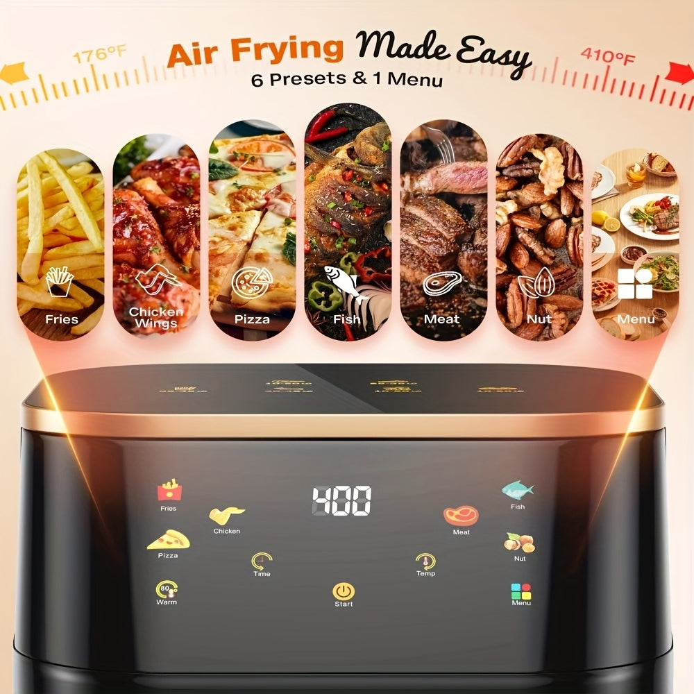 Heteluchtfriteuse – Airfryer – Heteluchtoven – Friteuse – Crispy Cooker – 10 Liter Grote Capaciteit – Roestvrij Staal 410 RVS – LED-Touchscreen Met 8 Programma’s – Max 210°C Temperatuur