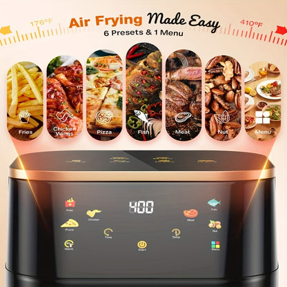 Heteluchtfriteuse – Airfryer – Heteluchtoven – Friteuse – Crispy Cooker – 10 Liter Grote Capaciteit – Roestvrij Staal 410 RVS – LED-Touchscreen Met 8 Programma’s – Max 210°C Temperatuur