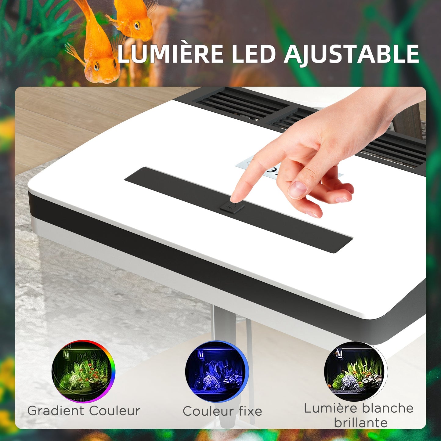 Aquarium – Vissenkom – Visbak – Nano Aquarium – Glas Aquarium – 28 Liter Inhoud – LED-Verlichting en Stil Filter – Met Deksel – Wit