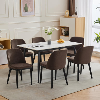 Eetkamerstoelen Set 6 – Stoelen, Keukenstoelen, Dining Chairs, Lunchstoelen – Modern Design – Dikke Kussens – Linnen Bekleding – Kunsthouten Poten – Comfortabel – Duurzaam