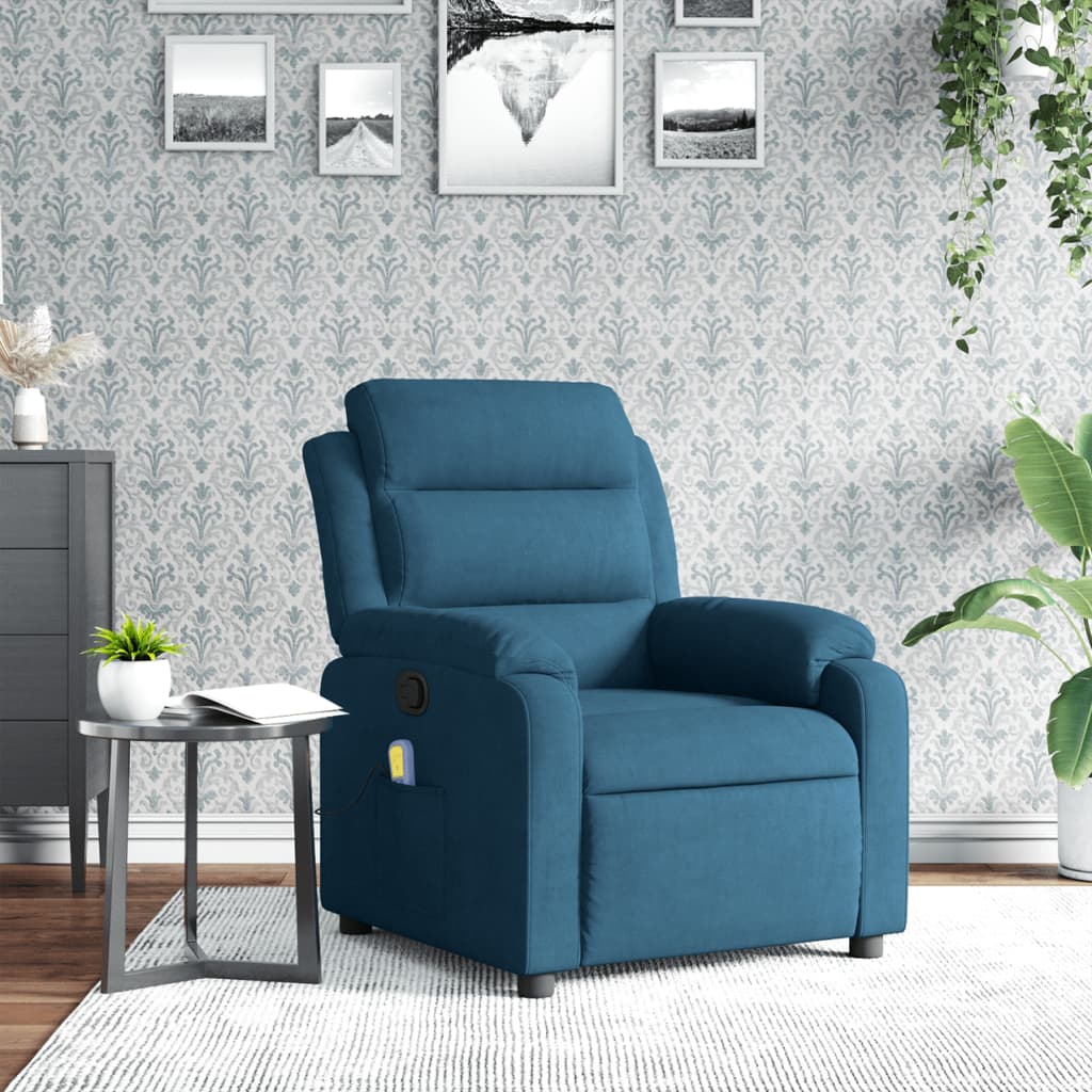 Fauteuil – Relaxstoel – Loungezetel – Zetel – Armstoel – Handmatig Verstelbaar – Blauwe Stof