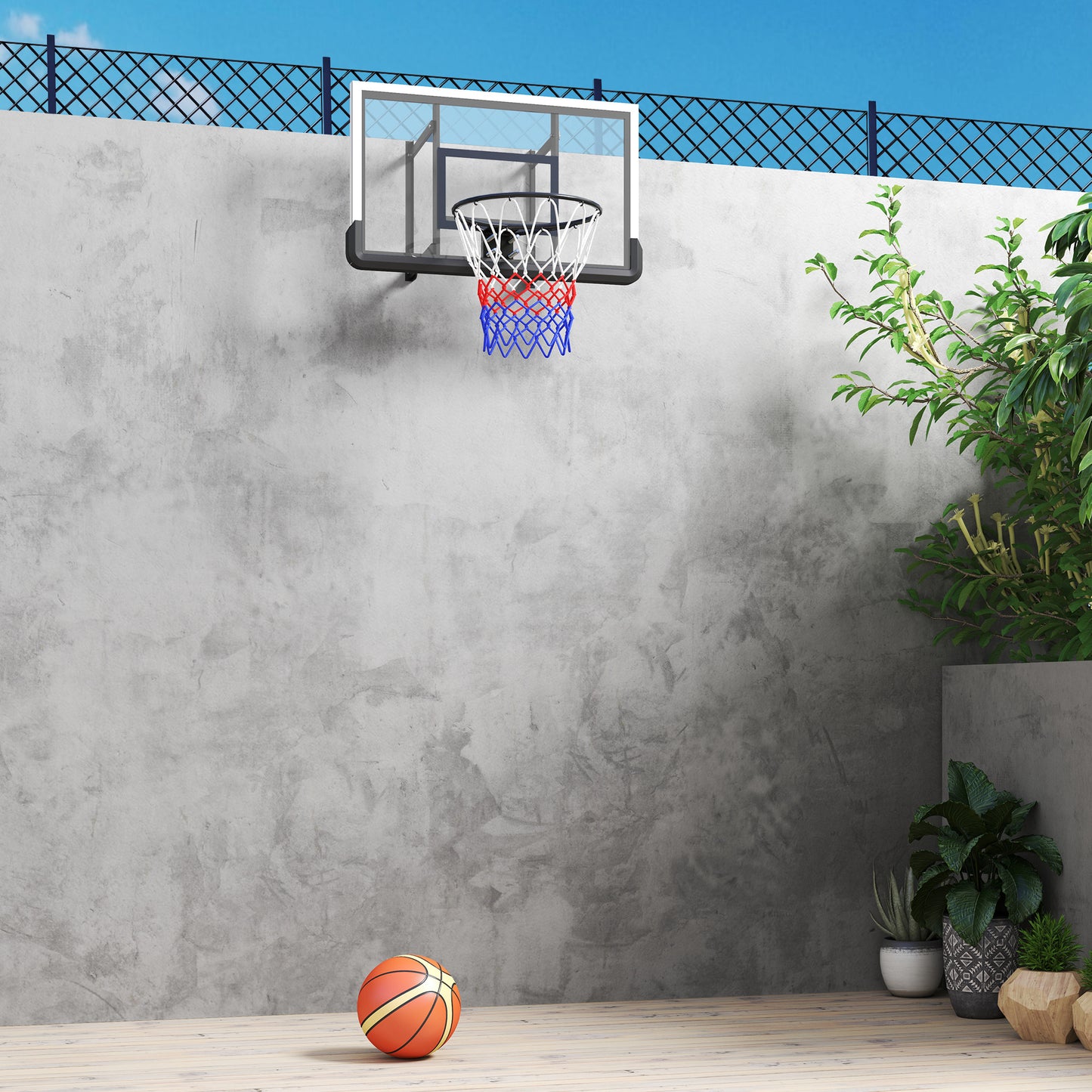 Basketbalkorf – Basketbalring – Basketbalkorf Wandmontage – Basketbalset – Basketbalring Veersysteem – Zwart – Breekbestendig Achterbord – Veerbelaste Basketbalring