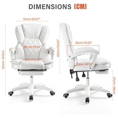 Executive Office Chair with Footrest | Ergonomic Recliner, Adjustable Back Rest, Heavy Duty 360° Swivel, Lumbar Support, Stainless Steel Frame - Oyajia