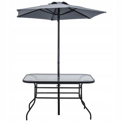 Tuinset – Tuinmeubelset – Balkonset – Bistroset – Loungeset – Glazen Tafel 130x80 cm – Inclusief Parasol 180 cm